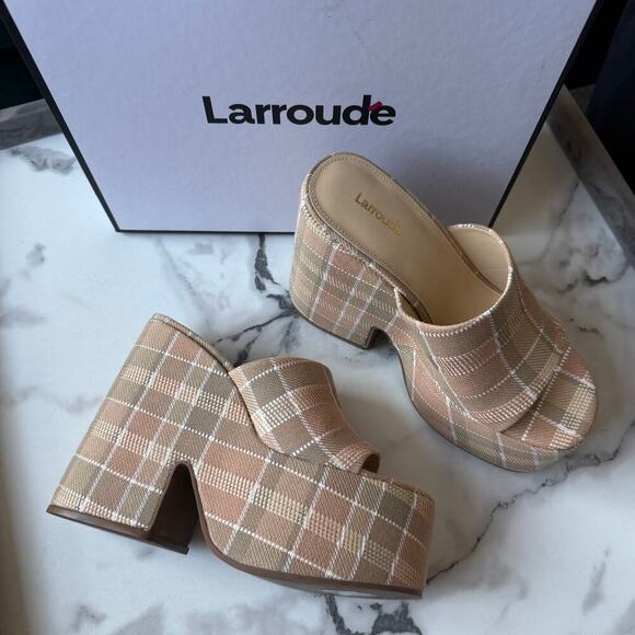 Larroude Shoes - NEW Larroude Wanda Plaid Chunky Platform Mule Size 8.5